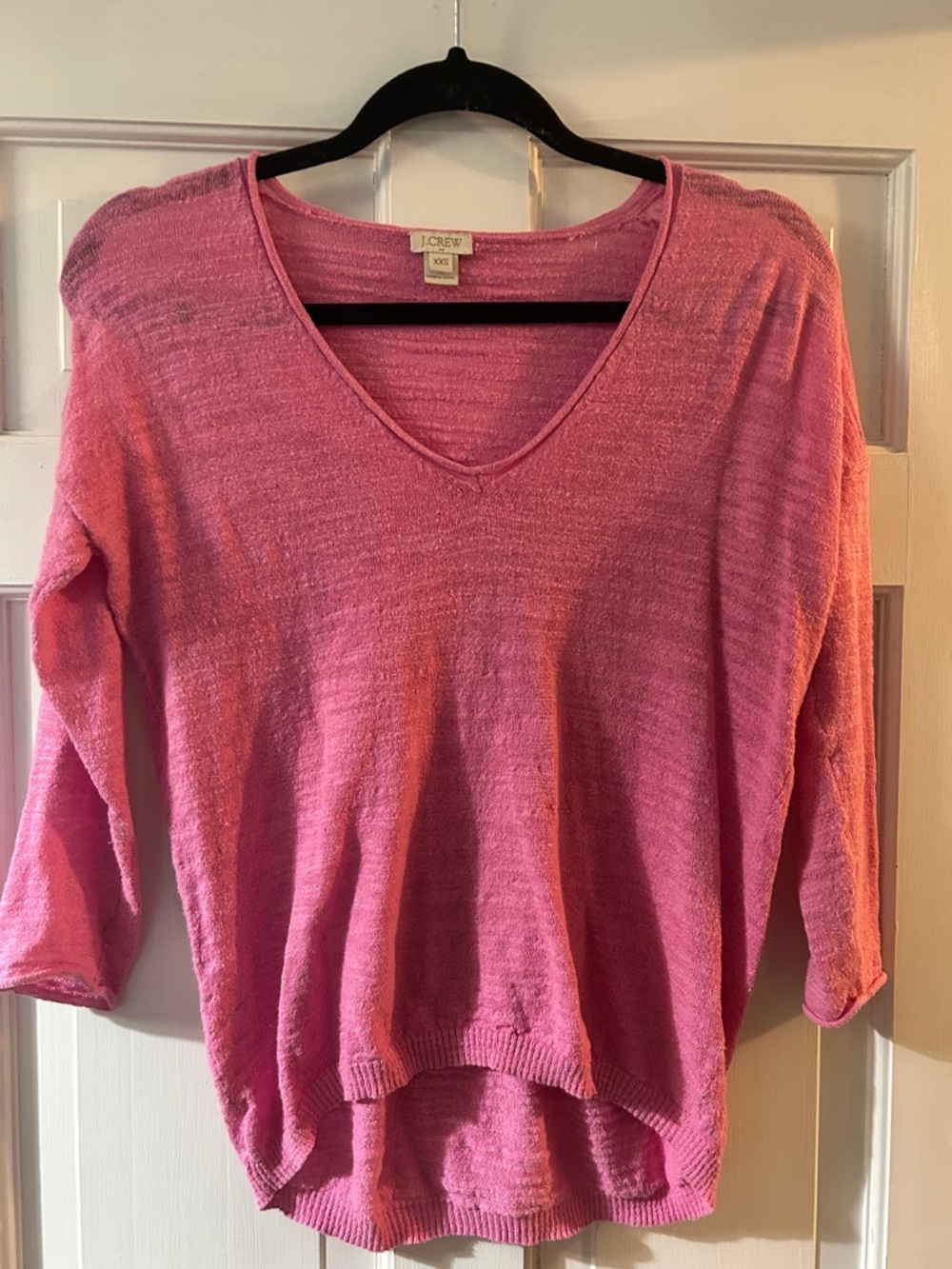 J. Crew Pink V-Neck Lightweight Pullover Sweater